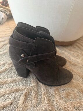 Rag & Bone Harrow Womens SIZE 38.5 Dark Grey Suede Leather Ankle Boots